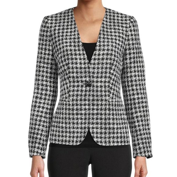 Bar III Suit Separates Houndstooth Jacket - Picture 2 of 9